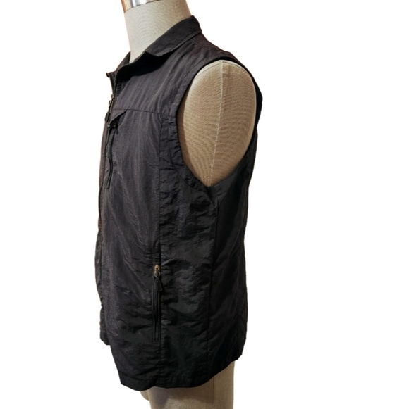 Alpha Camp Black Utility Vest Mens Medium Zip Pocket - Picture 3 of 12